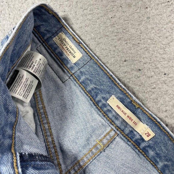 Levis Ribcage Wide Leg Jeans Womens 28 Blue Light Wash High Rise Denim Relaxed - Picture 6 of 10